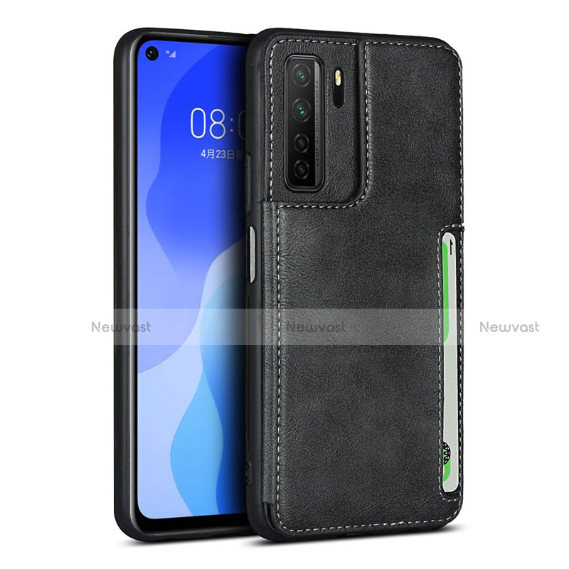Soft Luxury Leather Snap On Case Cover R06 for Huawei P40 Lite 5G Black