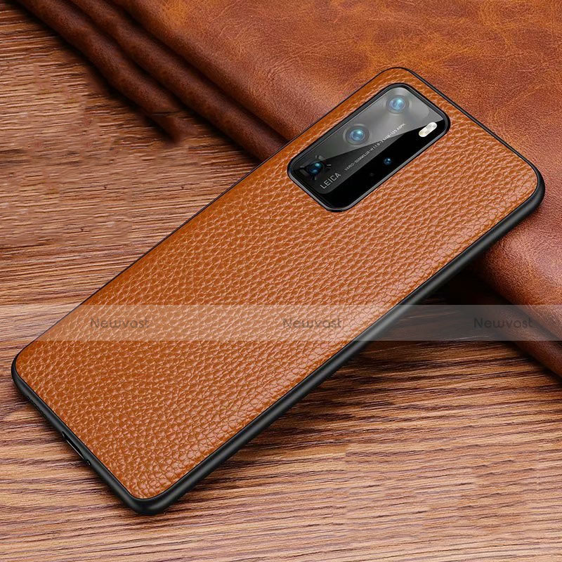 Soft Luxury Leather Snap On Case Cover R06 for Huawei P40 Pro Orange