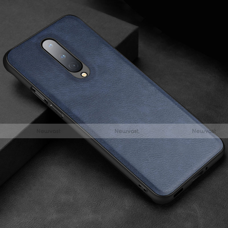 Soft Luxury Leather Snap On Case Cover R06 for OnePlus 8 Blue