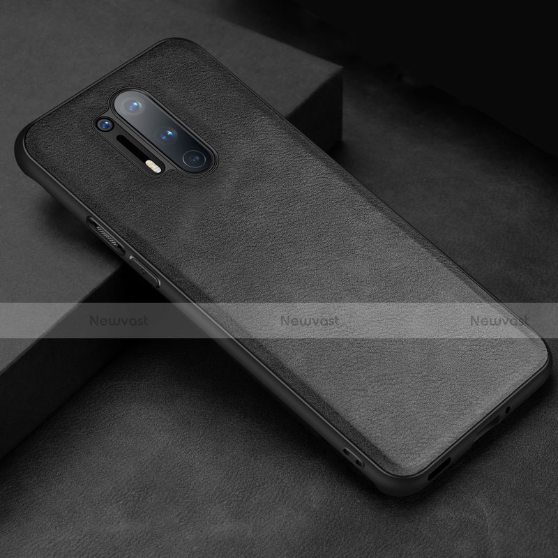 Soft Luxury Leather Snap On Case Cover R06 for OnePlus 8 Pro Black