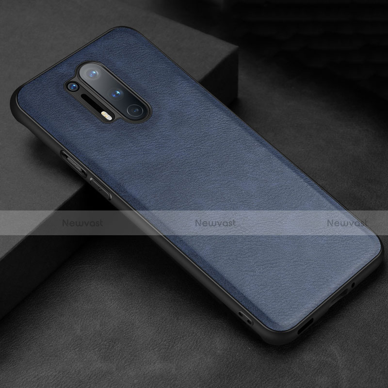 Soft Luxury Leather Snap On Case Cover R06 for OnePlus 8 Pro Blue