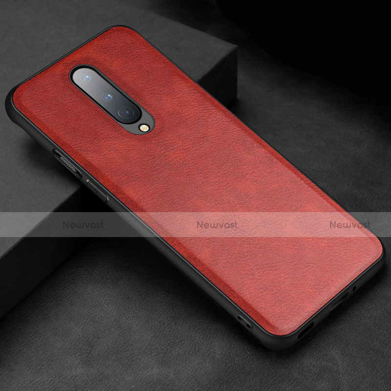 Soft Luxury Leather Snap On Case Cover R06 for OnePlus 8 Red