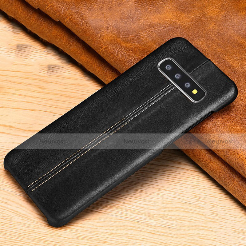 Soft Luxury Leather Snap On Case Cover R06 for Samsung Galaxy S10 5G Black