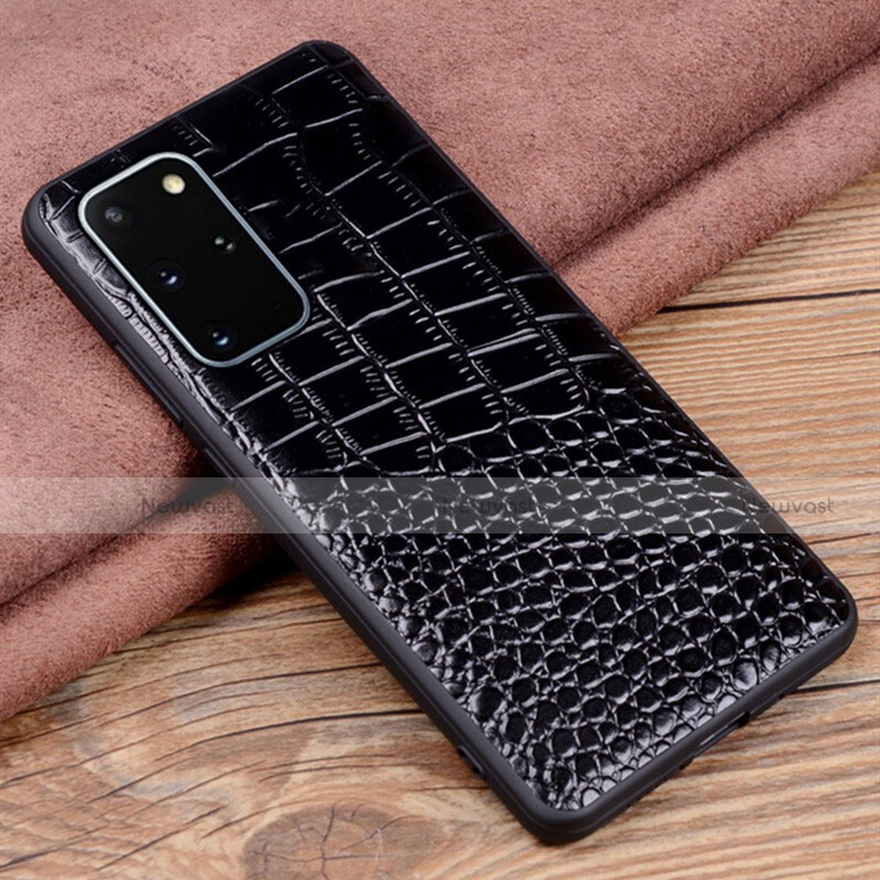 Soft Luxury Leather Snap On Case Cover R06 for Samsung Galaxy S20 Plus 5G Black