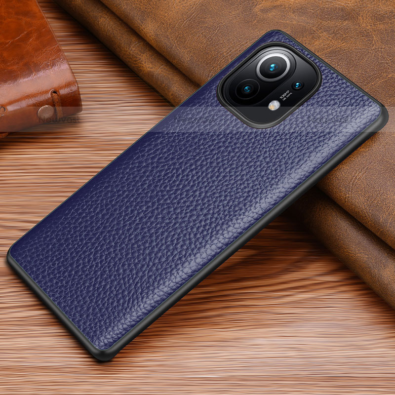 Soft Luxury Leather Snap On Case Cover R06 for Xiaomi Mi 11 5G Blue