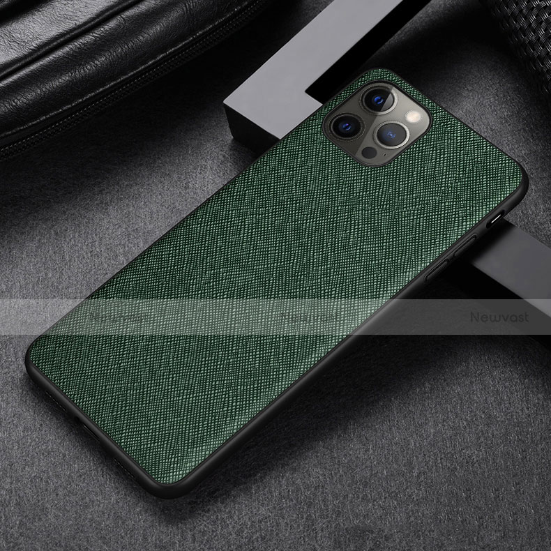 Soft Luxury Leather Snap On Case Cover R07 for Apple iPhone 12 Pro Max Green