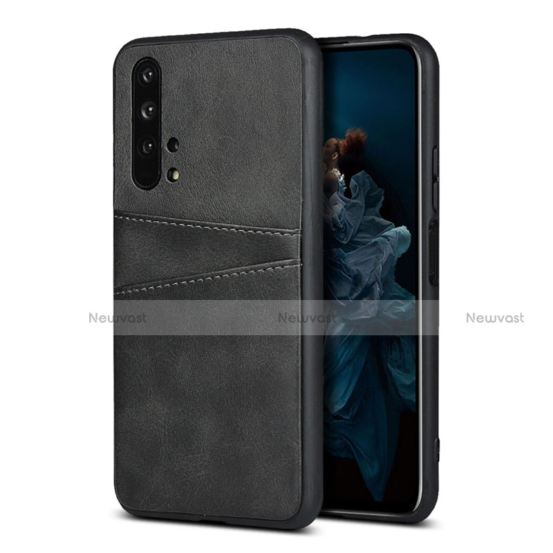 Soft Luxury Leather Snap On Case Cover R07 for Huawei Honor 20 Pro Black