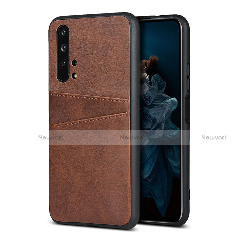 Soft Luxury Leather Snap On Case Cover R07 for Huawei Honor 20 Pro Brown