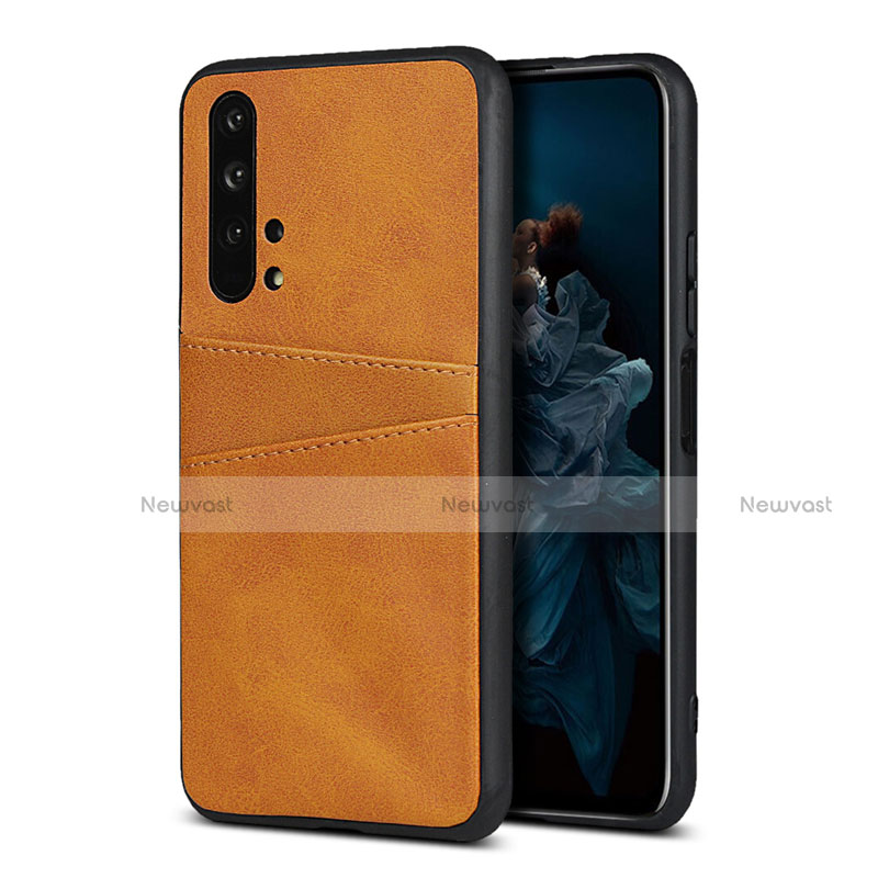 Soft Luxury Leather Snap On Case Cover R07 for Huawei Honor 20 Pro Orange