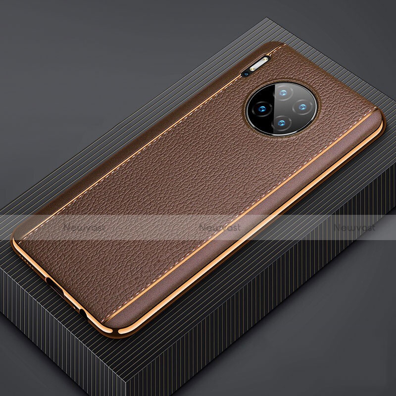 Soft Luxury Leather Snap On Case Cover R07 for Huawei Mate 30 5G Brown