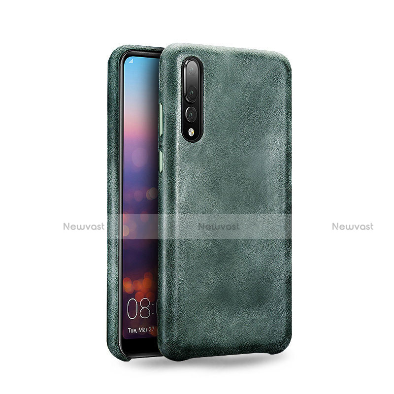 Soft Luxury Leather Snap On Case Cover R07 for Huawei P20 Pro Green