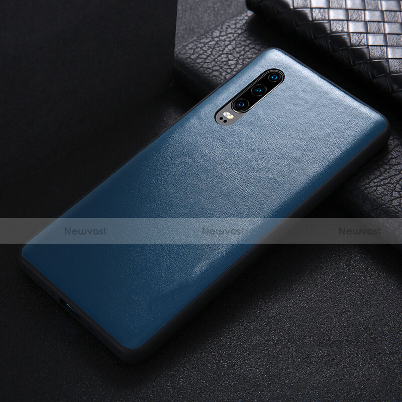 Soft Luxury Leather Snap On Case Cover R07 for Huawei P30 Blue