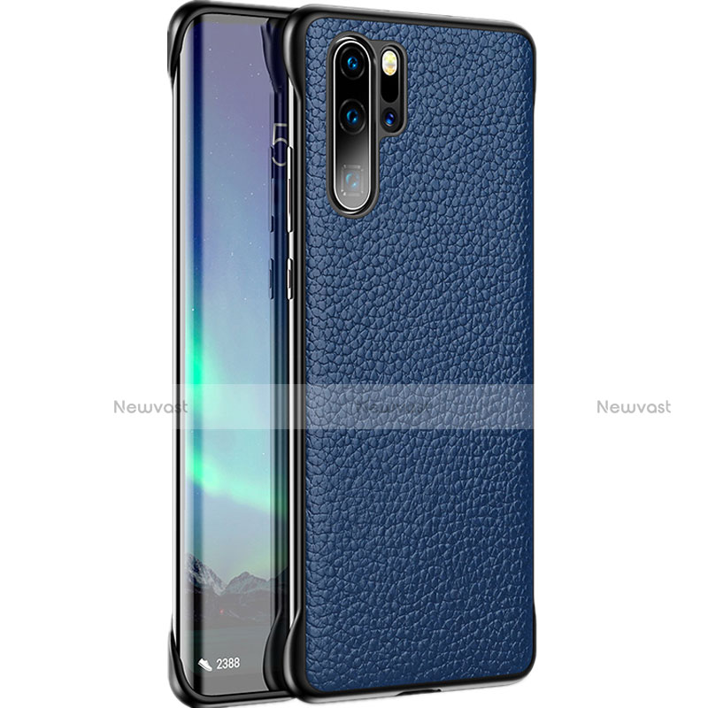 Soft Luxury Leather Snap On Case Cover R07 for Huawei P30 Pro Blue