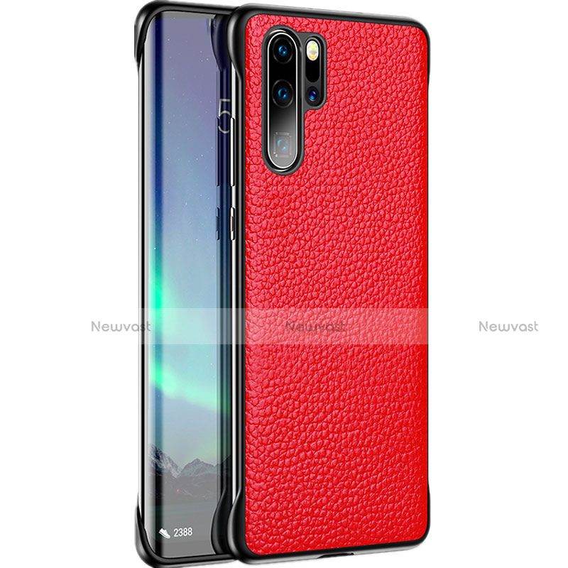 Soft Luxury Leather Snap On Case Cover R07 for Huawei P30 Pro Red