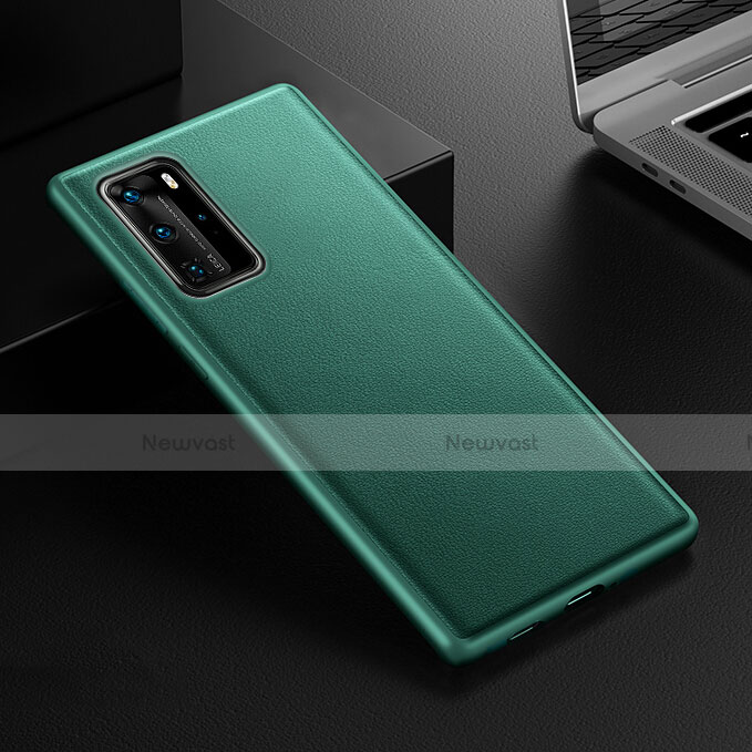 Soft Luxury Leather Snap On Case Cover R07 for Huawei P40 Pro Green
