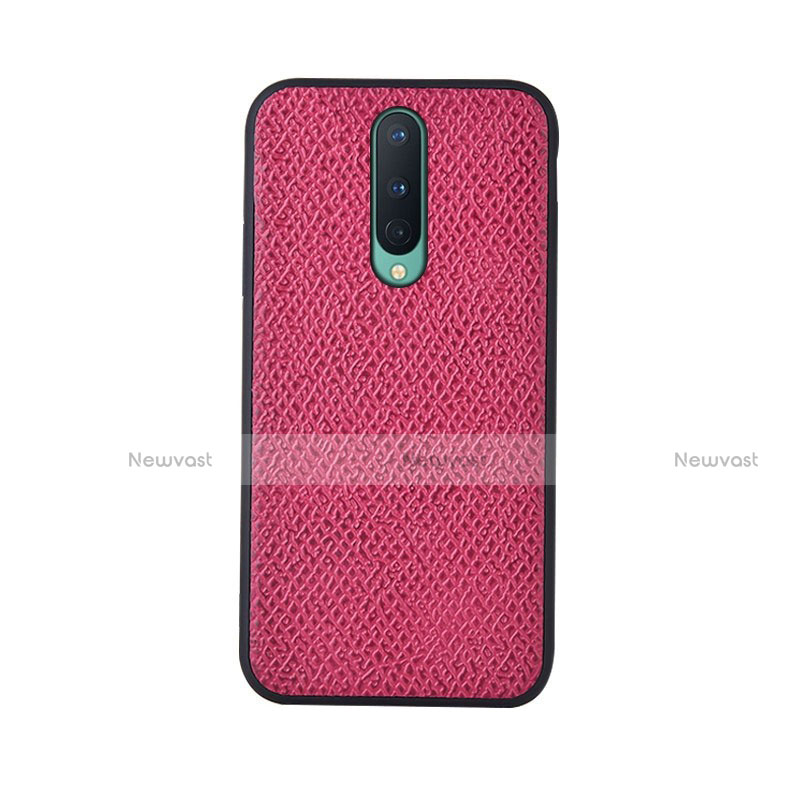 Soft Luxury Leather Snap On Case Cover R07 for OnePlus 8 Hot Pink
