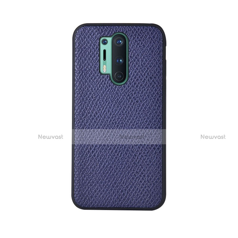 Soft Luxury Leather Snap On Case Cover R07 for OnePlus 8 Pro Blue