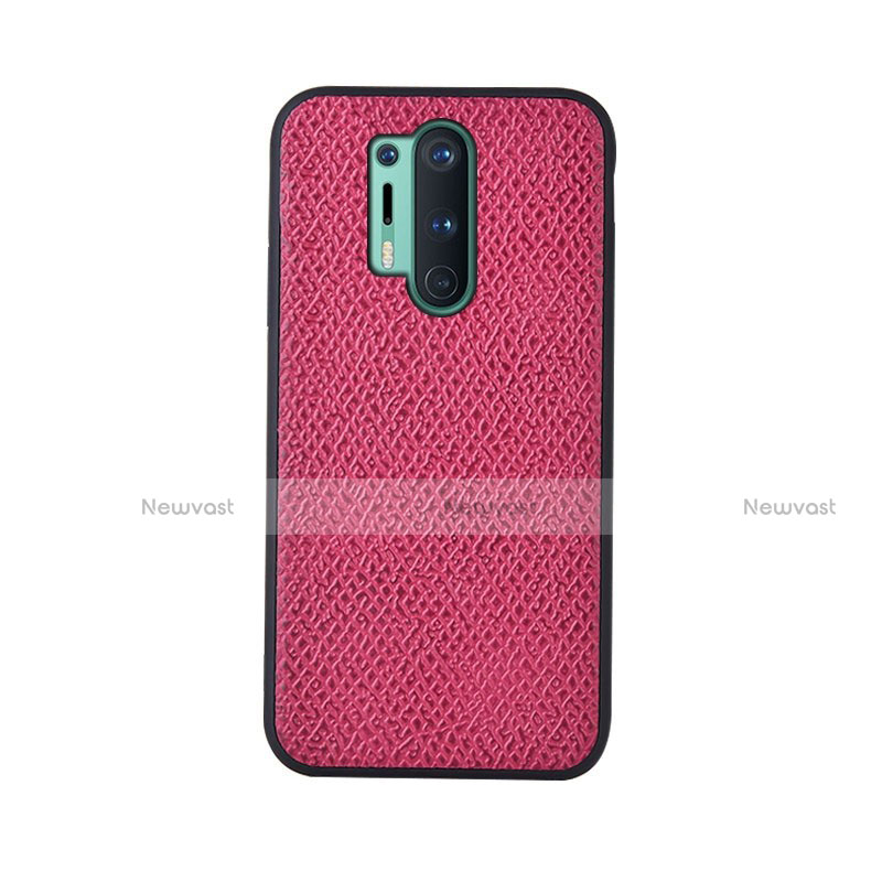 Soft Luxury Leather Snap On Case Cover R07 for OnePlus 8 Pro Hot Pink