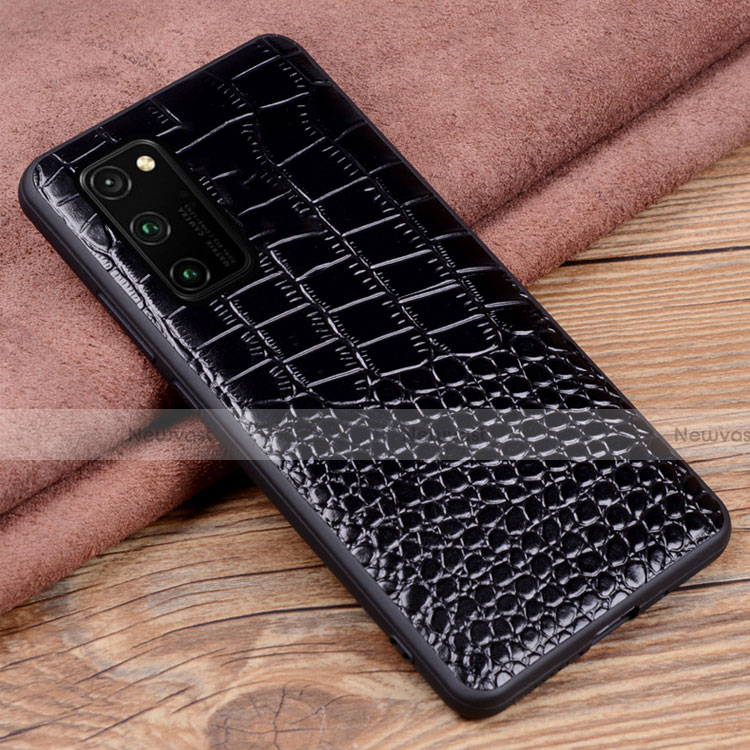 Soft Luxury Leather Snap On Case Cover R08 for Huawei Honor View 30 5G Black