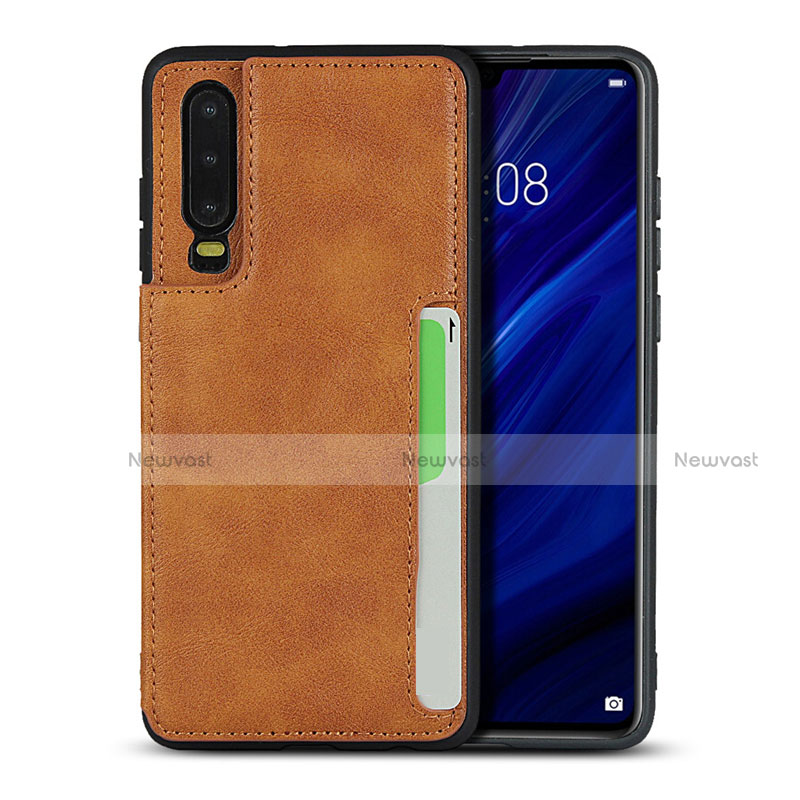 Soft Luxury Leather Snap On Case Cover R08 for Huawei P30 Orange