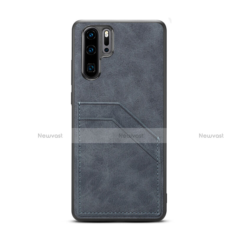 Soft Luxury Leather Snap On Case Cover R08 for Huawei P30 Pro Dark Gray