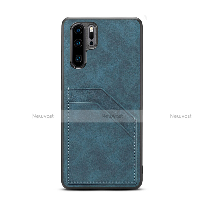 Soft Luxury Leather Snap On Case Cover R08 for Huawei P30 Pro New Edition Blue