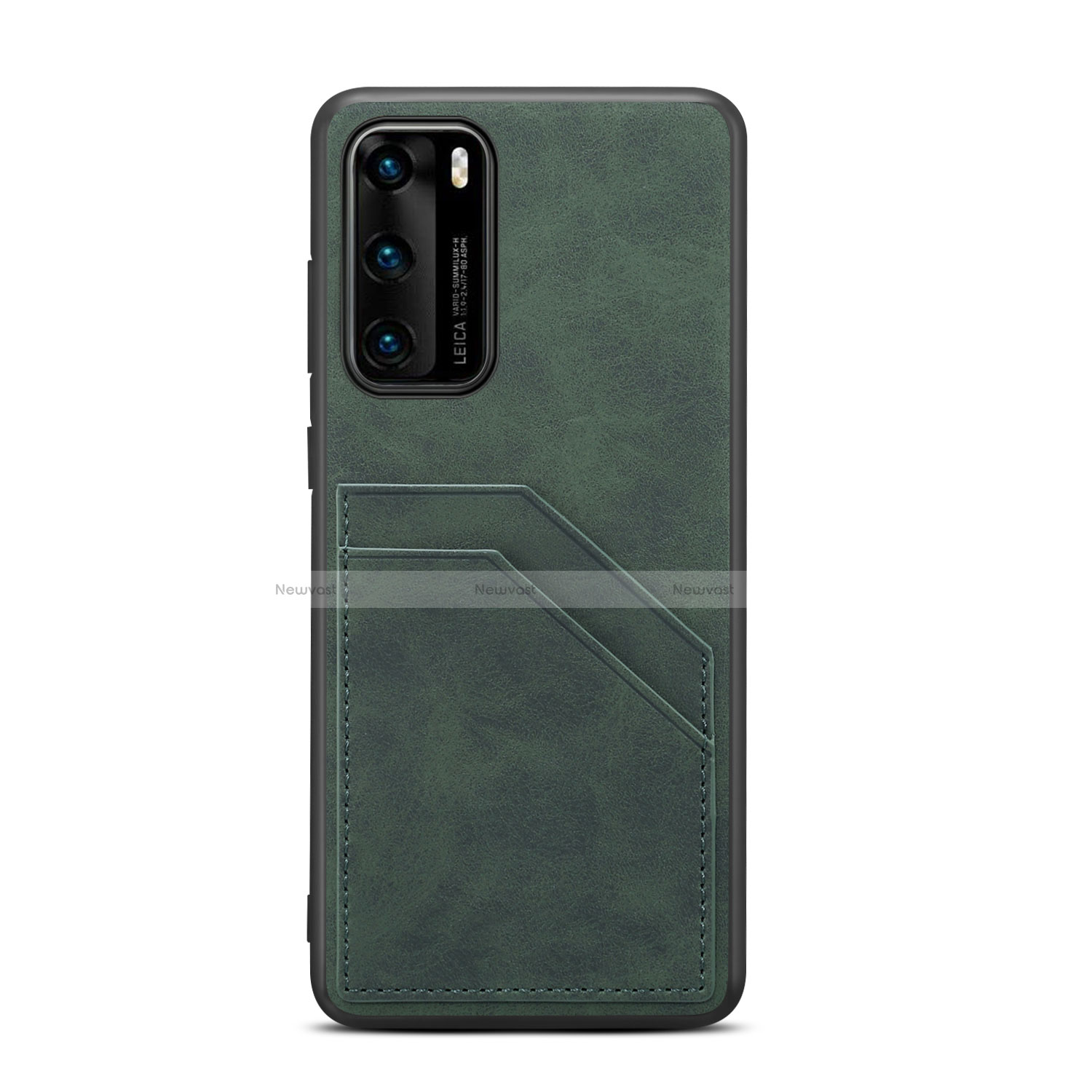Soft Luxury Leather Snap On Case Cover R08 for Huawei P40 Green
