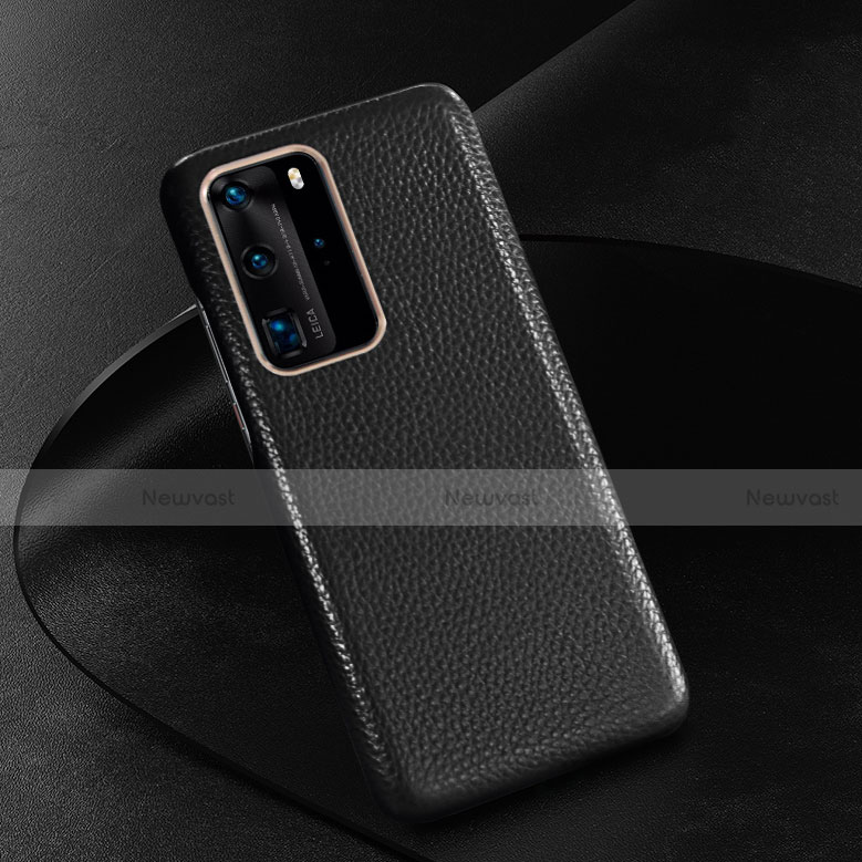 Soft Luxury Leather Snap On Case Cover R08 for Huawei P40 Pro Black