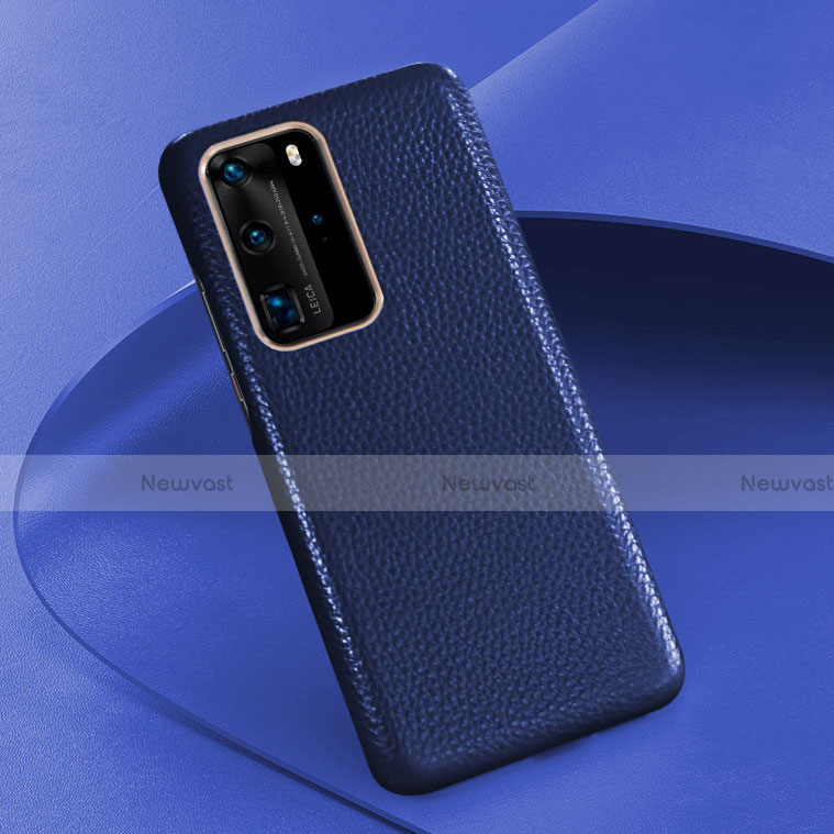 Soft Luxury Leather Snap On Case Cover R08 for Huawei P40 Pro Blue