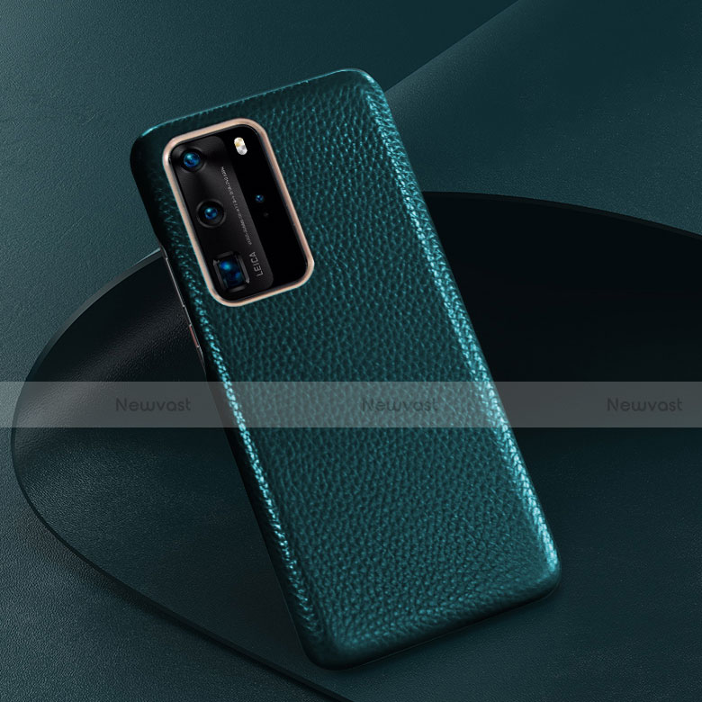 Soft Luxury Leather Snap On Case Cover R08 for Huawei P40 Pro Green