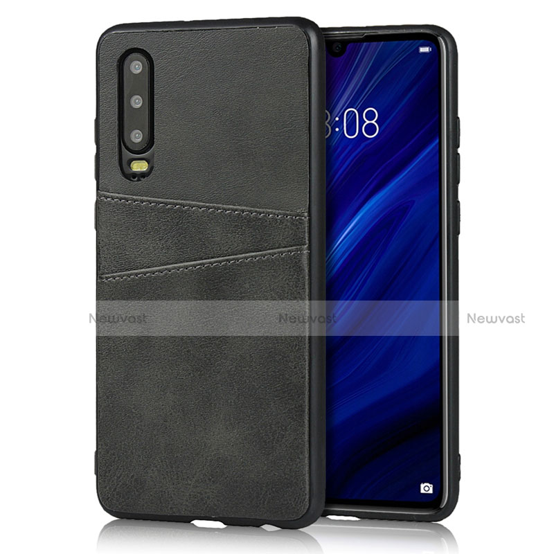 Soft Luxury Leather Snap On Case Cover R09 for Huawei P30 Black