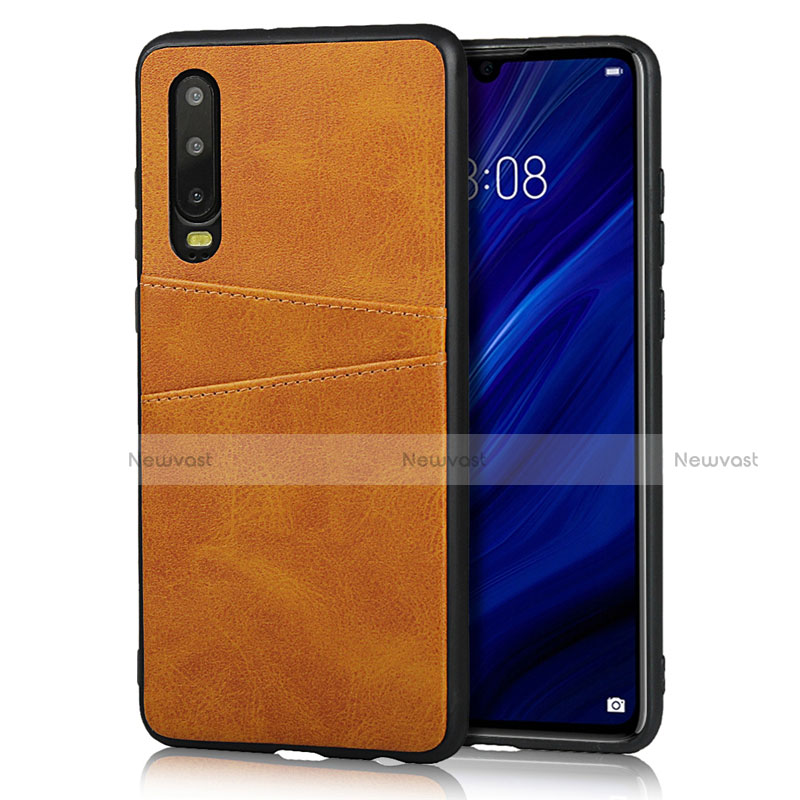 Soft Luxury Leather Snap On Case Cover R09 for Huawei P30 Orange