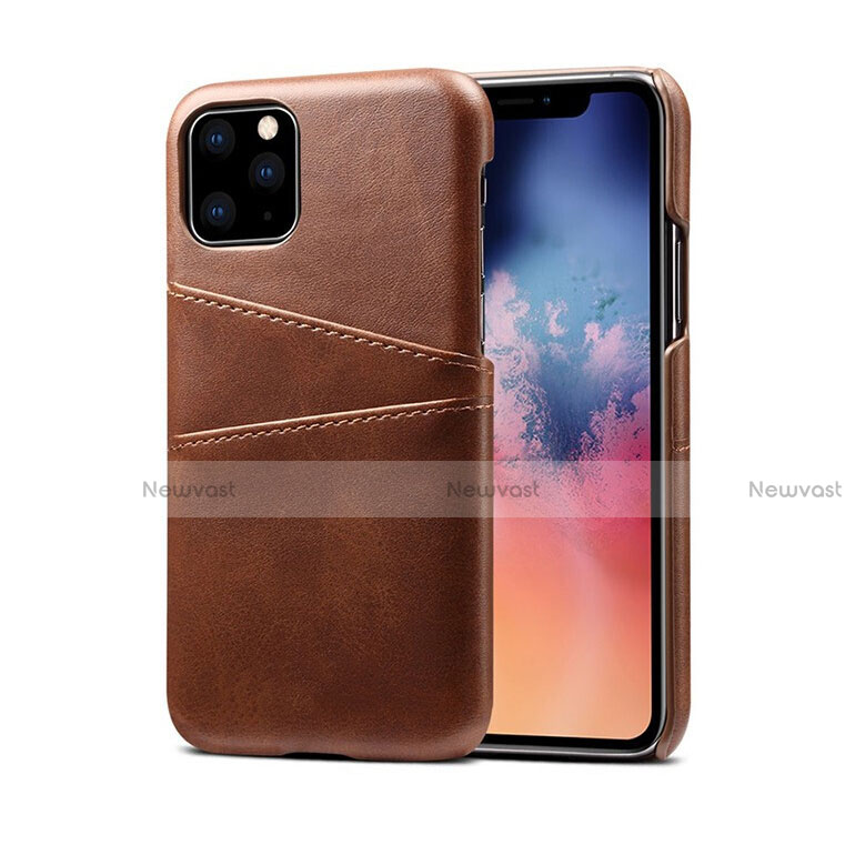Soft Luxury Leather Snap On Case Cover R10 for Apple iPhone 11 Pro Brown