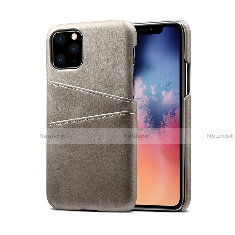 Soft Luxury Leather Snap On Case Cover R10 for Apple iPhone 11 Pro Gray