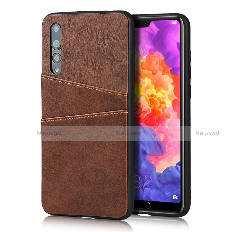 Soft Luxury Leather Snap On Case Cover R10 for Huawei P20 Pro Brown