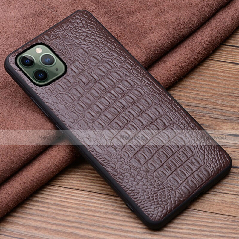 Soft Luxury Leather Snap On Case Cover R11 for Apple iPhone 11 Pro Max Brown