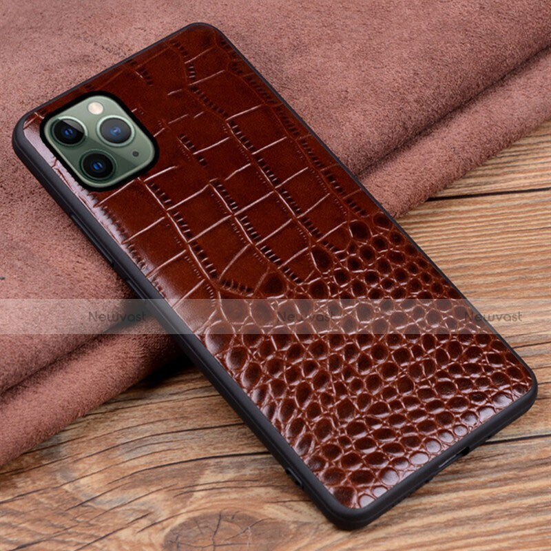 Soft Luxury Leather Snap On Case Cover R14 for Apple iPhone 11 Pro Brown