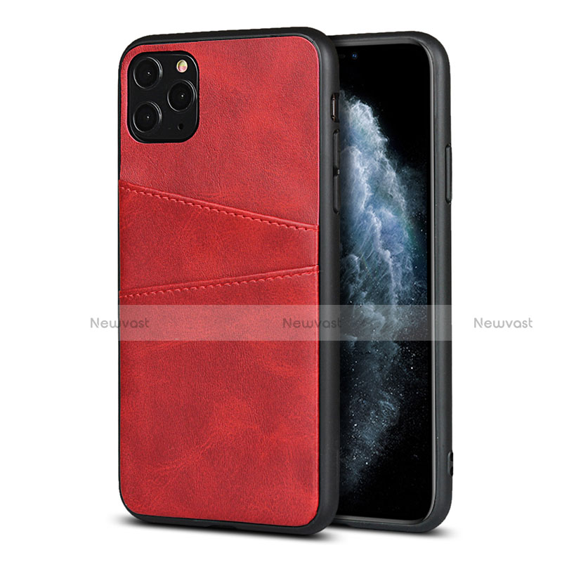 Soft Luxury Leather Snap On Case Cover R15 for Apple iPhone 11 Pro Max Red