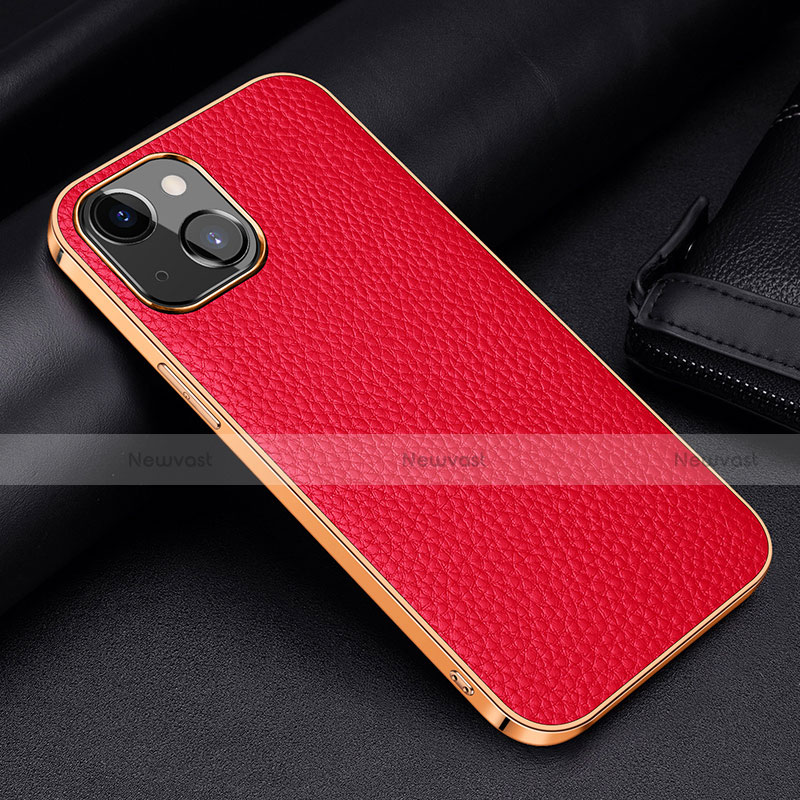 Soft Luxury Leather Snap On Case Cover S01 for Apple iPhone 13 Mini Red