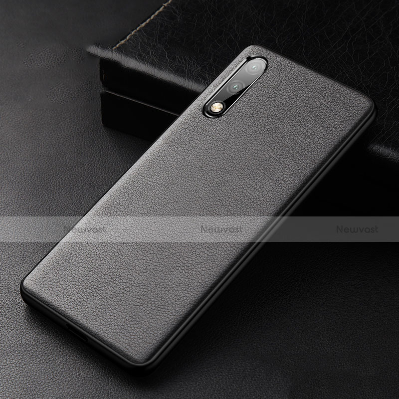 Soft Luxury Leather Snap On Case Cover S01 for Huawei Enjoy 10 Black