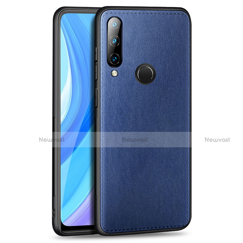 Soft Luxury Leather Snap On Case Cover S01 for Huawei Enjoy 10 Plus Blue