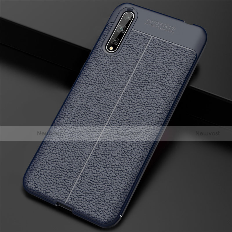 Soft Luxury Leather Snap On Case Cover S01 for Huawei Enjoy 10S Blue