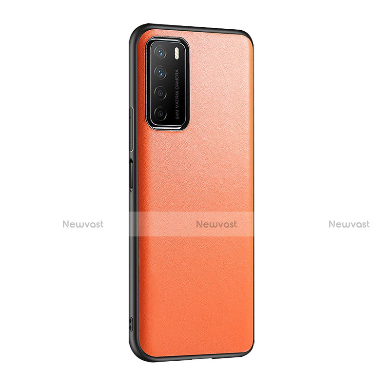 Soft Luxury Leather Snap On Case Cover S01 for Huawei Honor Play4 5G Orange