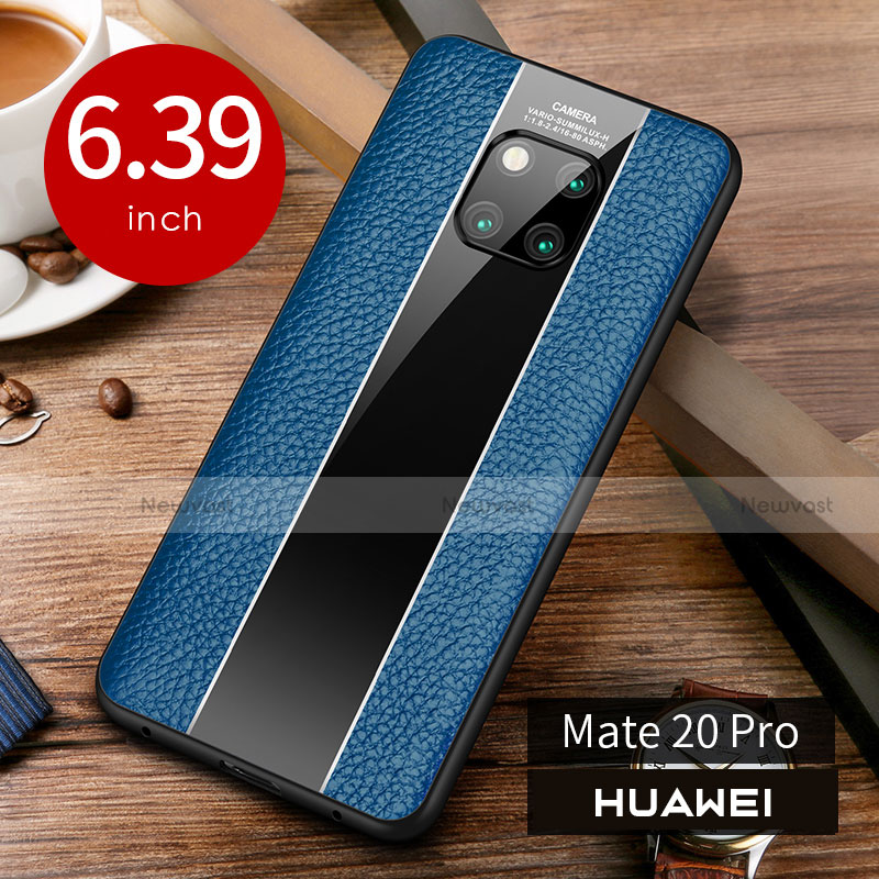 Soft Luxury Leather Snap On Case Cover S01 for Huawei Mate 20 Pro Blue