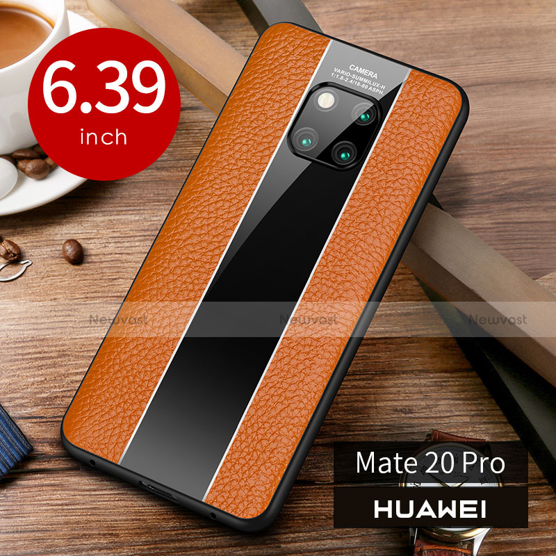 Soft Luxury Leather Snap On Case Cover S01 for Huawei Mate 20 Pro Orange