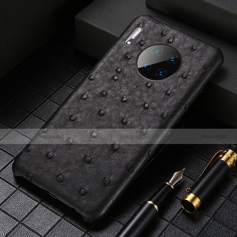 Soft Luxury Leather Snap On Case Cover S01 for Huawei Mate 30 5G Black