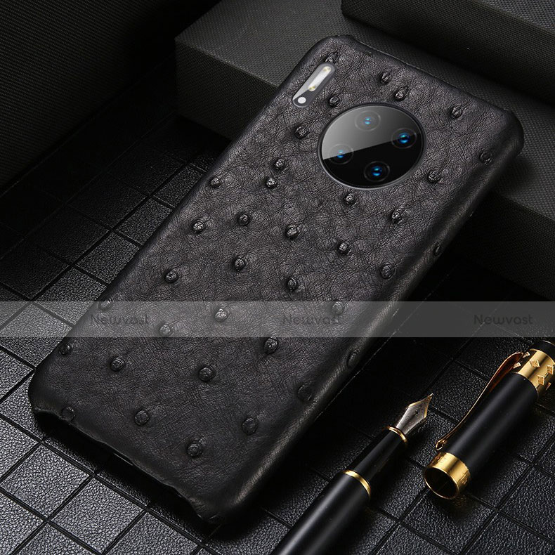 Soft Luxury Leather Snap On Case Cover S01 for Huawei Mate 30 Black