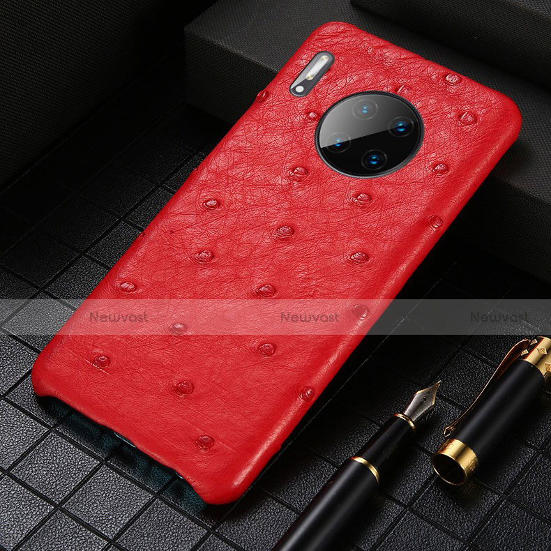 Soft Luxury Leather Snap On Case Cover S01 for Huawei Mate 30 Red