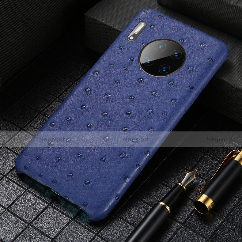 Soft Luxury Leather Snap On Case Cover S01 for Huawei Mate 30E Pro 5G Blue