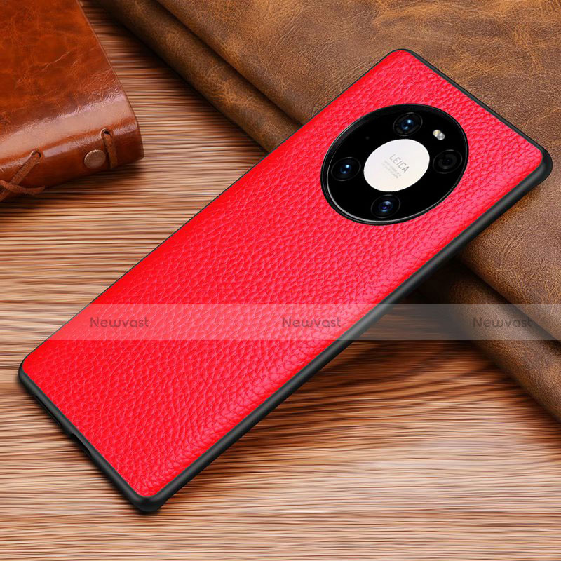 Soft Luxury Leather Snap On Case Cover S01 for Huawei Mate 40 Pro Red